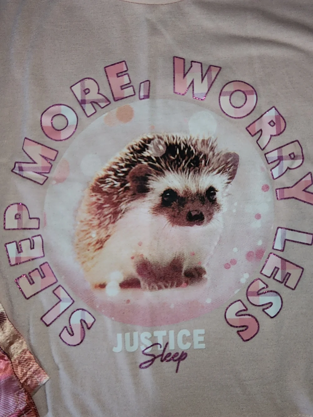Justice Kids Pink Hedgehog Pajama Set - Sleep More, Worry Less